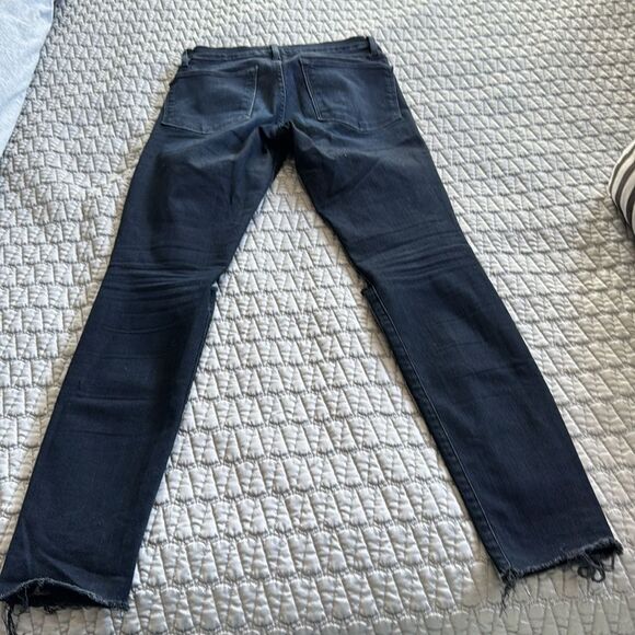 Frame Denim Le High Skinny Sterling Dark Wash Distressed Knee Jeans Sz 25 - Picture 9 of 10